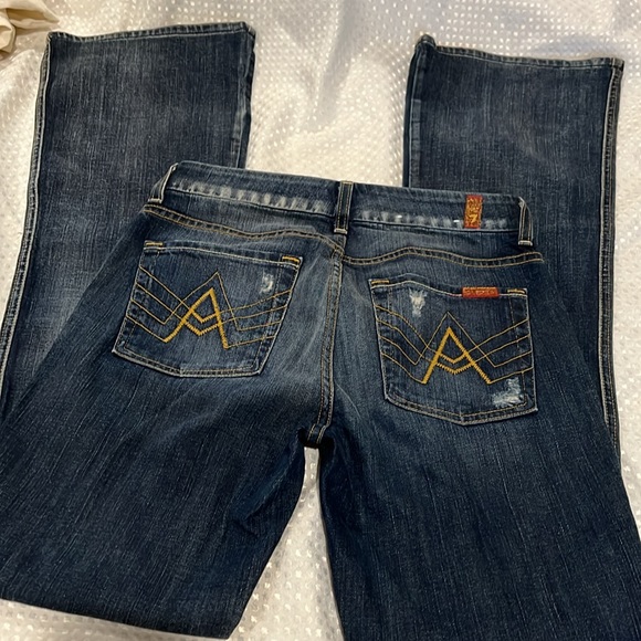 7FOR ALL MANKIND A POCKET FLARE DISTRESSED JEANS 27 - Picture 5 of 9